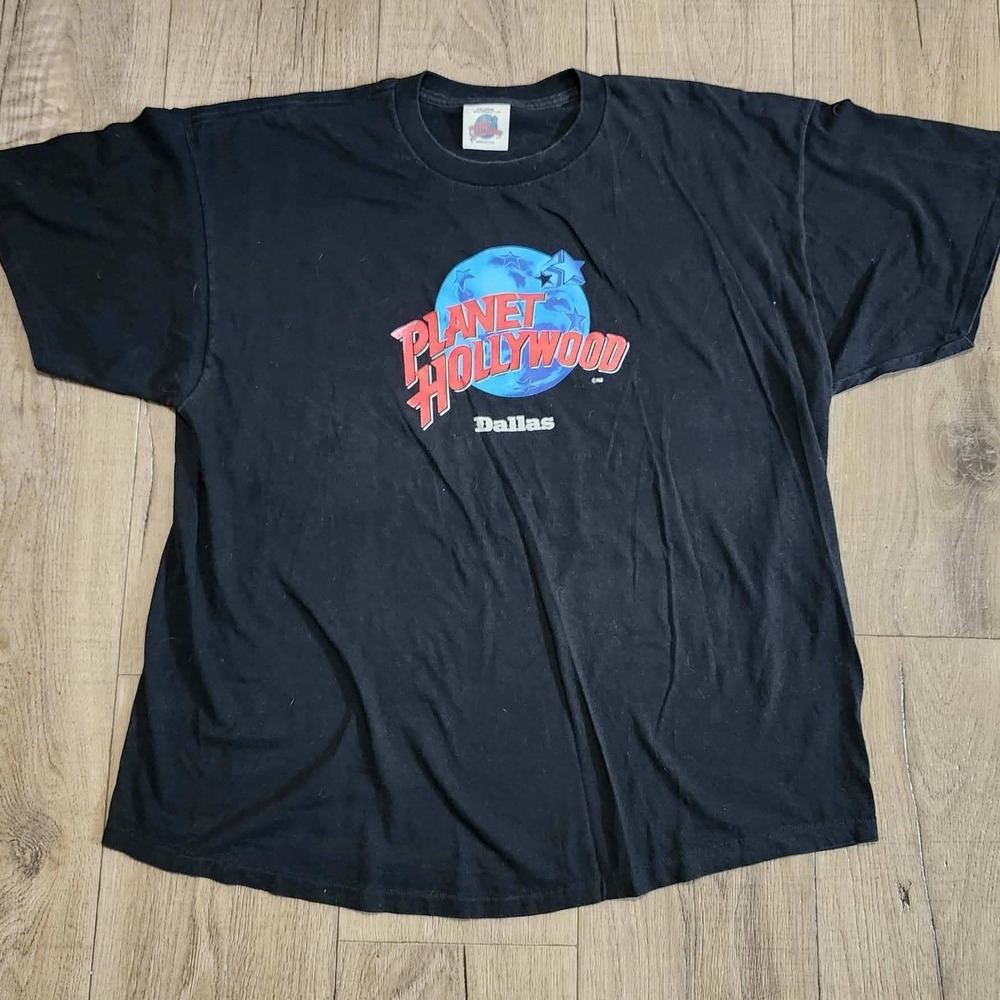 Vintage Planet Hollywood Dallas T Shirt Mens XXL Black Made in USA Graphic Tee